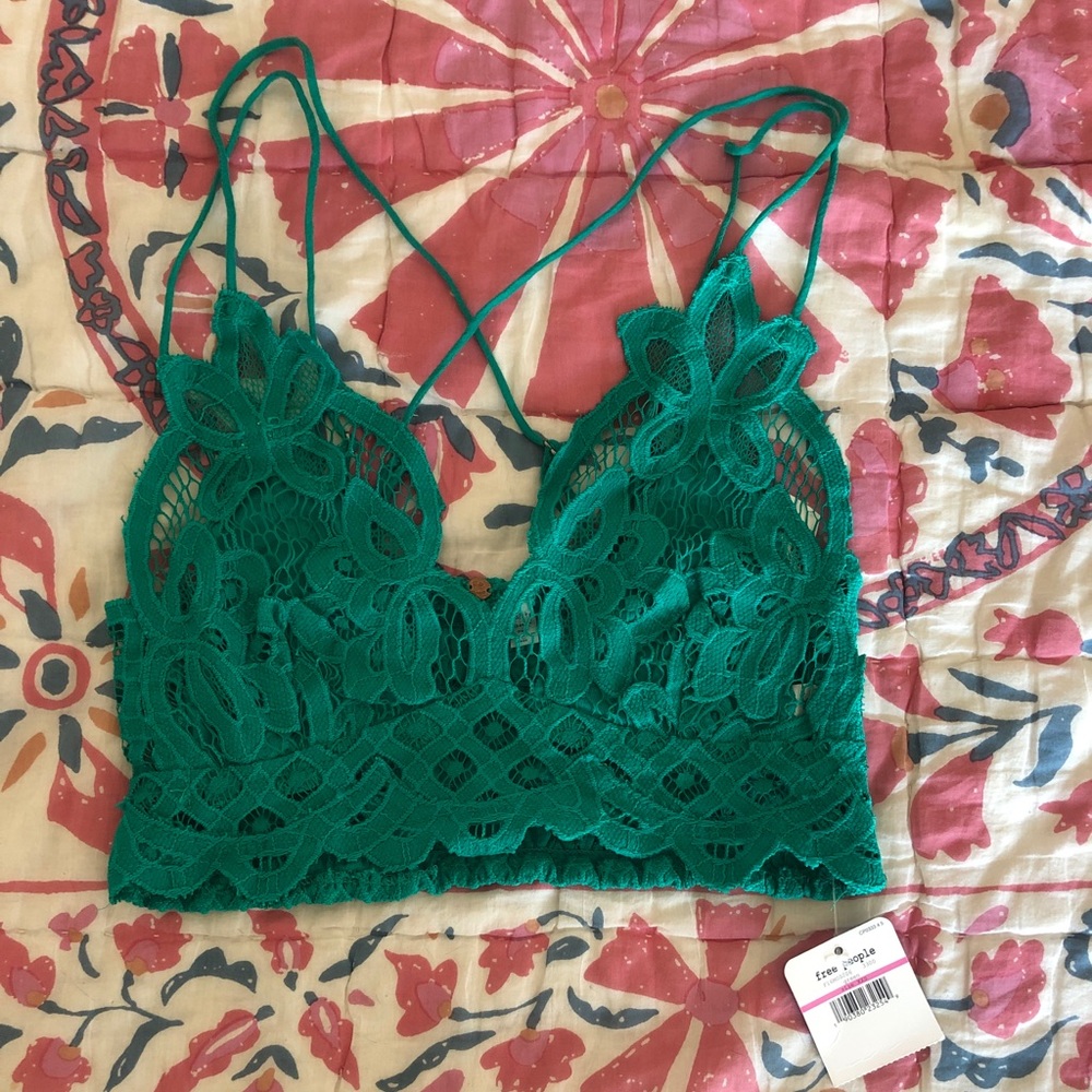 BNWT Free people green lace adella bralette